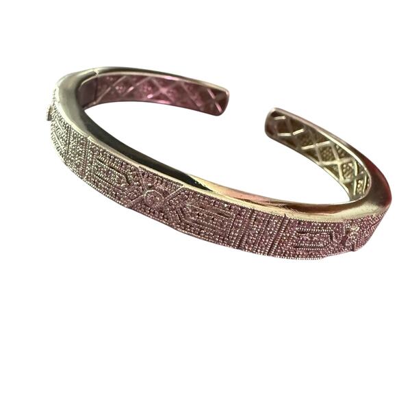 925 Sterling Silver CZ Bangle Bracelet - Picture 1 of 13